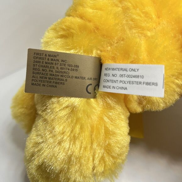 First & Main Kelli Plush Rainbow Bear Yellow  6.5”  Plush Stuffed Bear Soft Bow - Picture 4 of 5